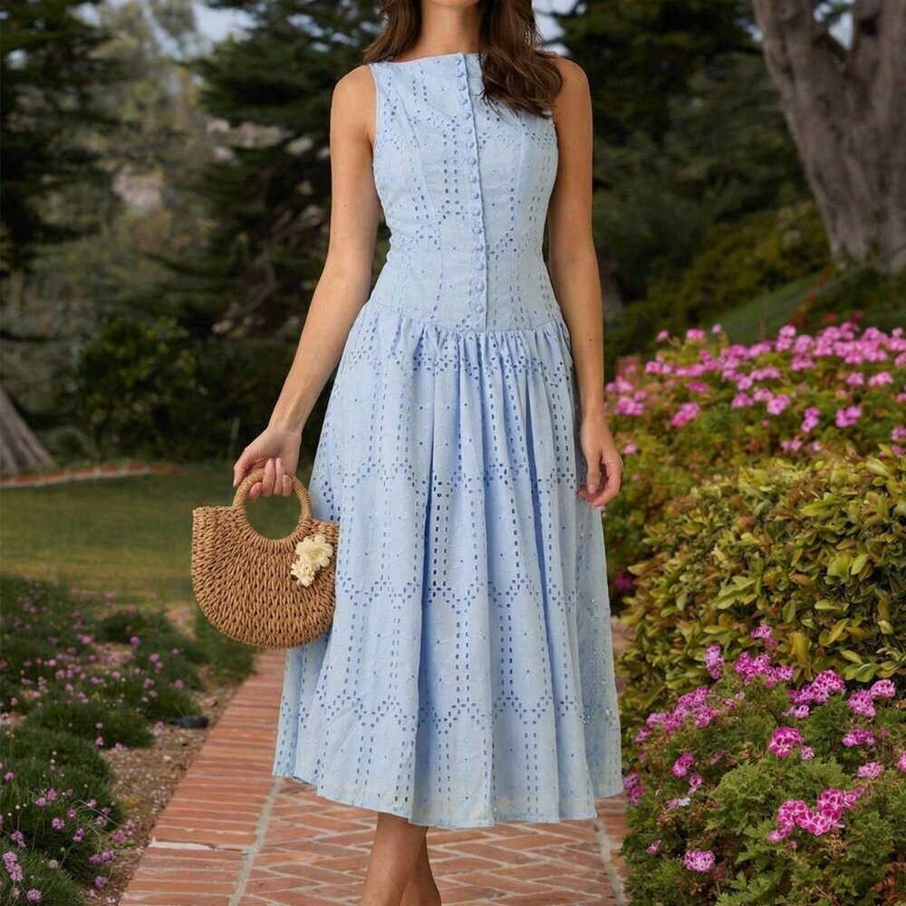 Baby Blue Elegant Women's Long Dress - Picture 10 of 10